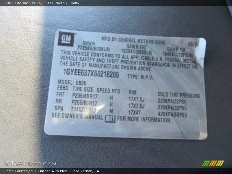 Black Raven / Ebony 2006 Cadillac SRX V6