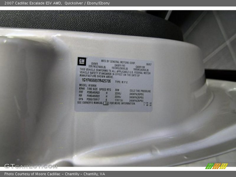 Quicksilver / Ebony/Ebony 2007 Cadillac Escalade ESV AWD
