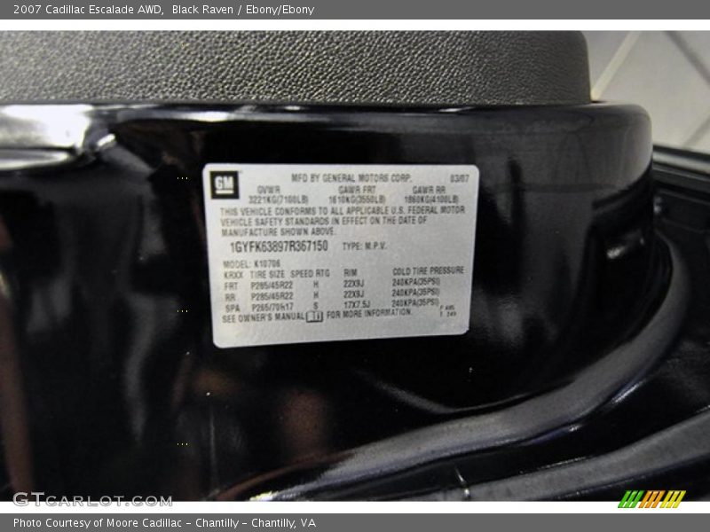 Black Raven / Ebony/Ebony 2007 Cadillac Escalade AWD