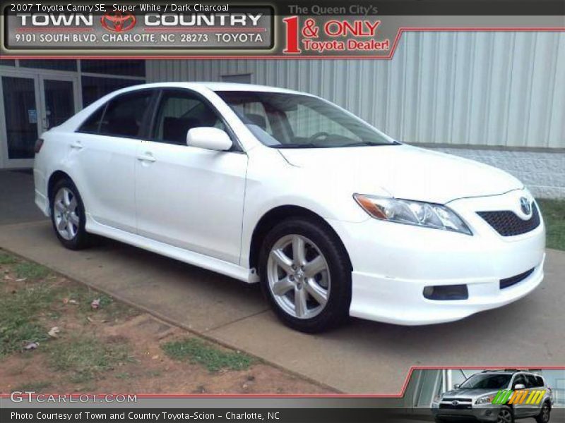 Super White / Dark Charcoal 2007 Toyota Camry SE