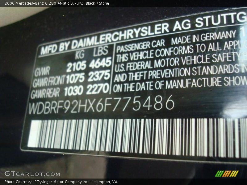 Black / Stone 2006 Mercedes-Benz C 280 4Matic Luxury