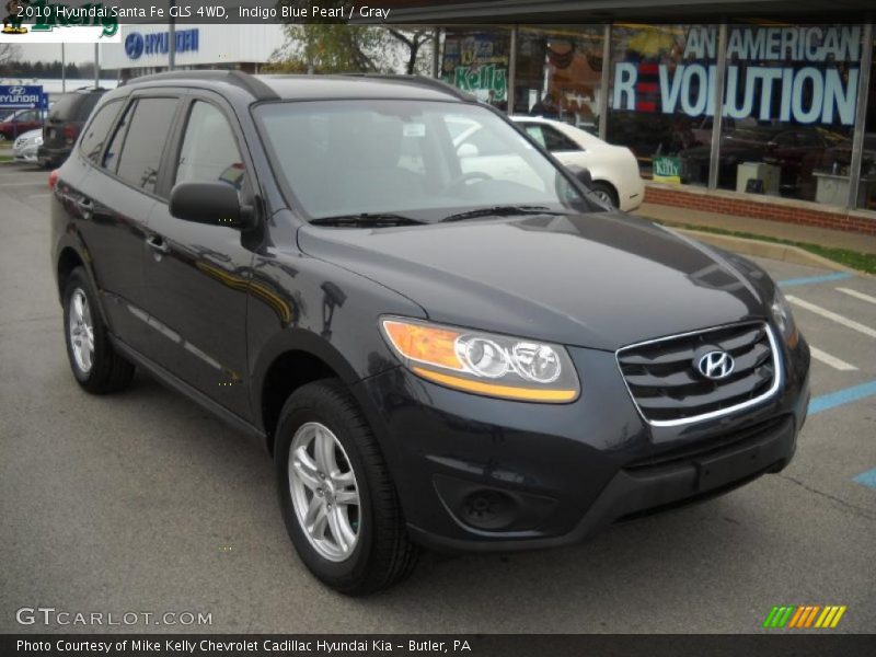 Indigo Blue Pearl / Gray 2010 Hyundai Santa Fe GLS 4WD