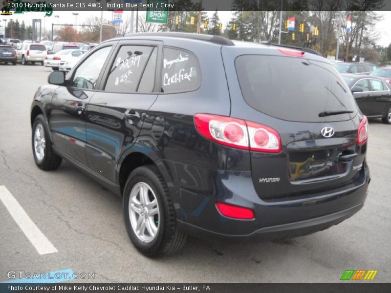 Indigo Blue Pearl / Gray 2010 Hyundai Santa Fe GLS 4WD