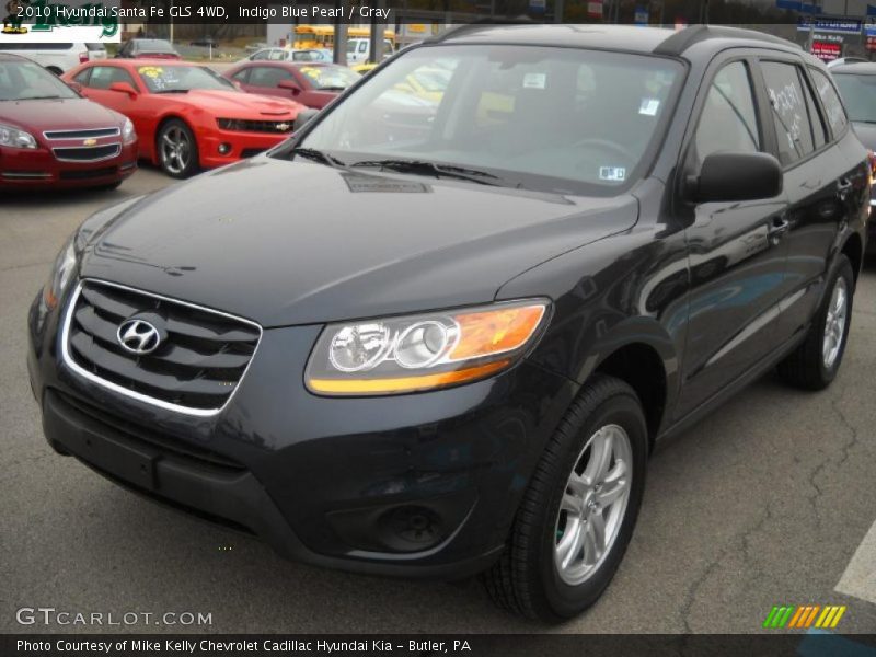 Indigo Blue Pearl / Gray 2010 Hyundai Santa Fe GLS 4WD