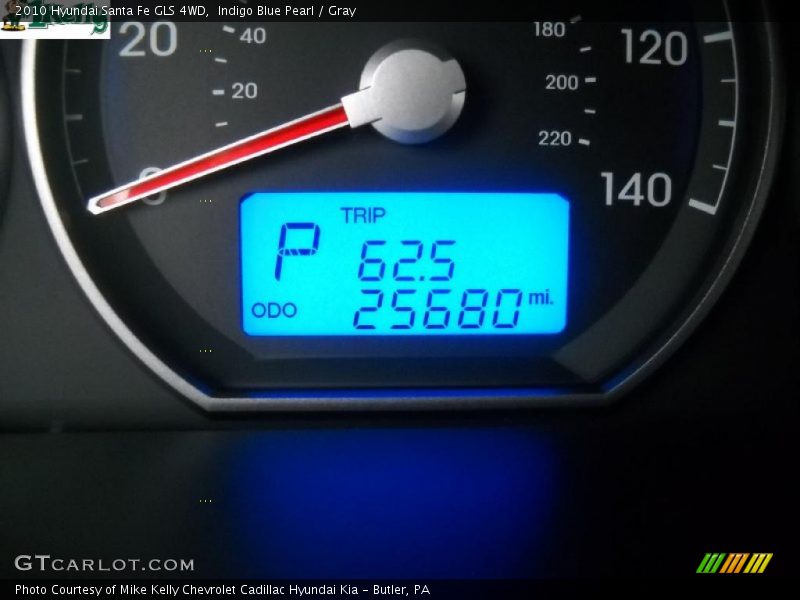 Indigo Blue Pearl / Gray 2010 Hyundai Santa Fe GLS 4WD