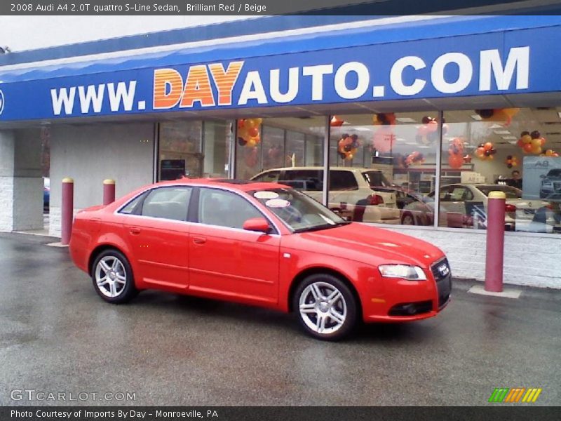 Brilliant Red / Beige 2008 Audi A4 2.0T quattro S-Line Sedan