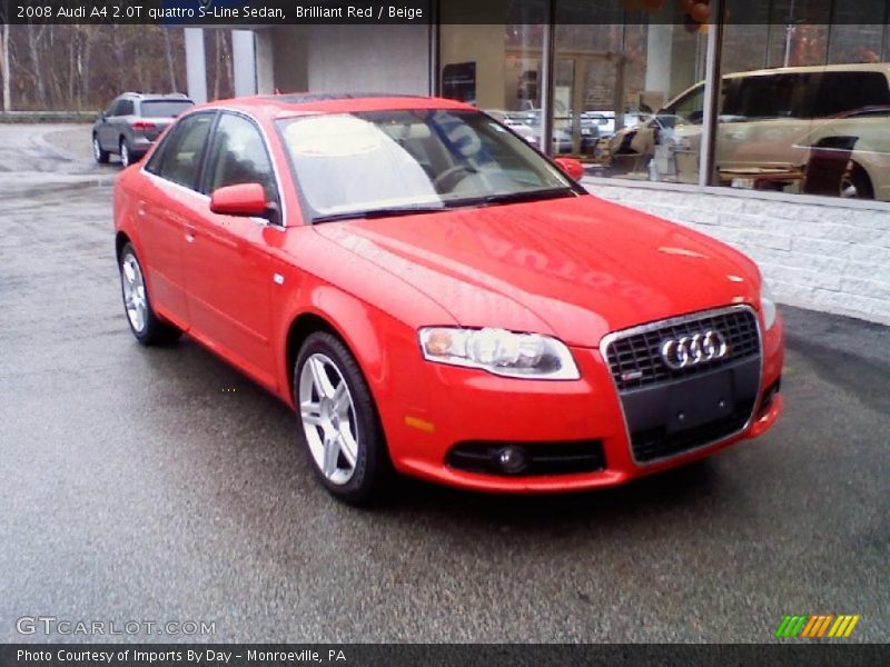 Brilliant Red / Beige 2008 Audi A4 2.0T quattro S-Line Sedan