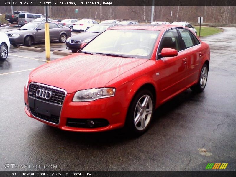 Brilliant Red / Beige 2008 Audi A4 2.0T quattro S-Line Sedan