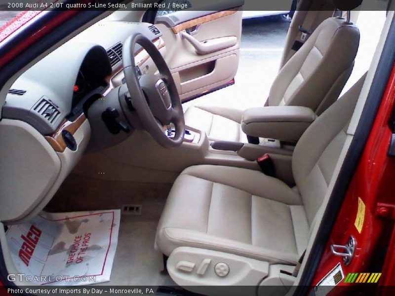 Brilliant Red / Beige 2008 Audi A4 2.0T quattro S-Line Sedan