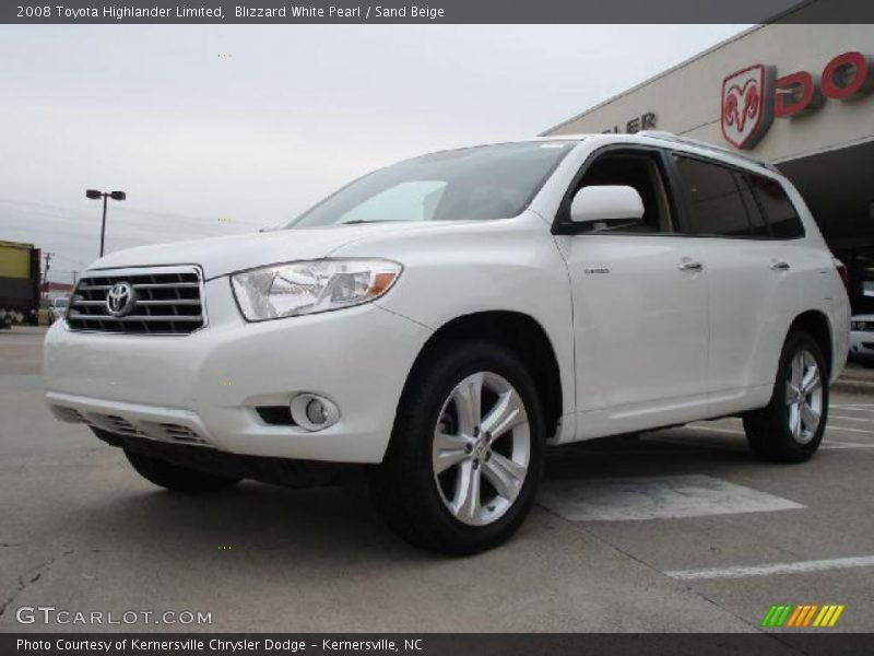 Blizzard White Pearl / Sand Beige 2008 Toyota Highlander Limited