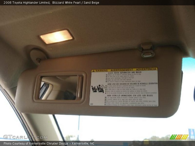 Blizzard White Pearl / Sand Beige 2008 Toyota Highlander Limited