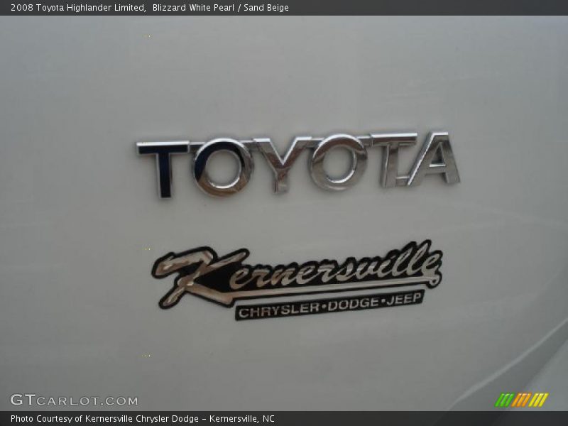 Blizzard White Pearl / Sand Beige 2008 Toyota Highlander Limited