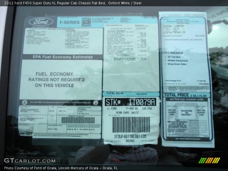  2011 F450 Super Duty XL Regular Cab Chassis Flat Bed Window Sticker