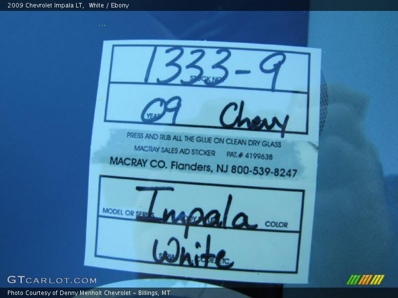 White / Ebony 2009 Chevrolet Impala LT