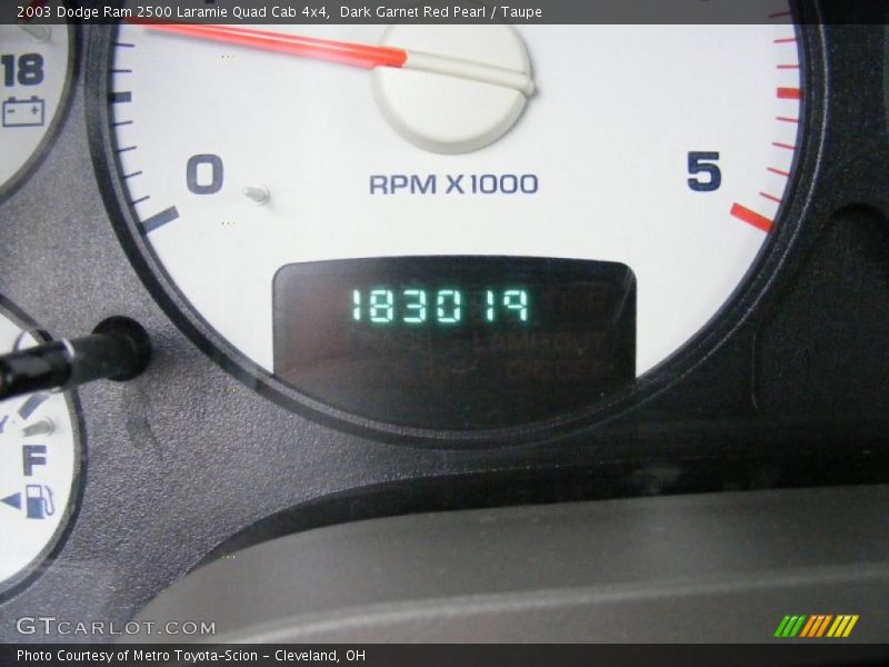 Dark Garnet Red Pearl / Taupe 2003 Dodge Ram 2500 Laramie Quad Cab 4x4