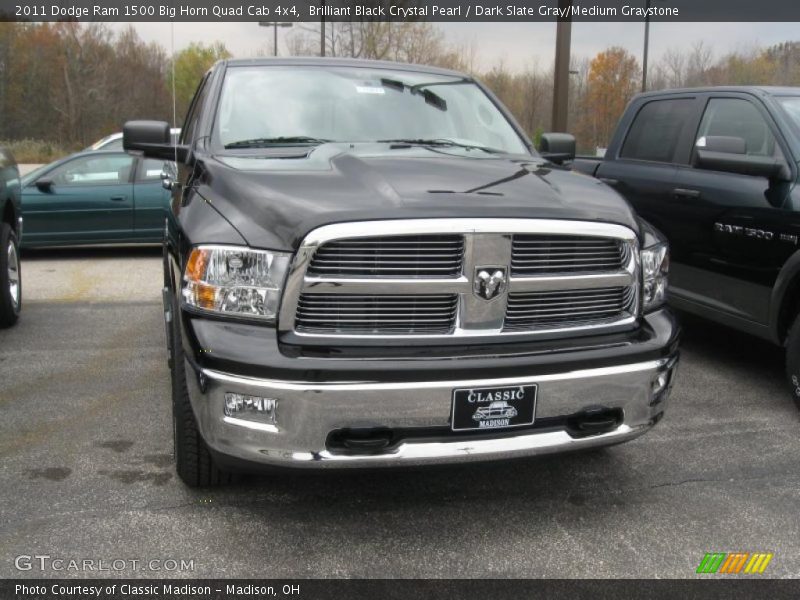 Brilliant Black Crystal Pearl / Dark Slate Gray/Medium Graystone 2011 Dodge Ram 1500 Big Horn Quad Cab 4x4