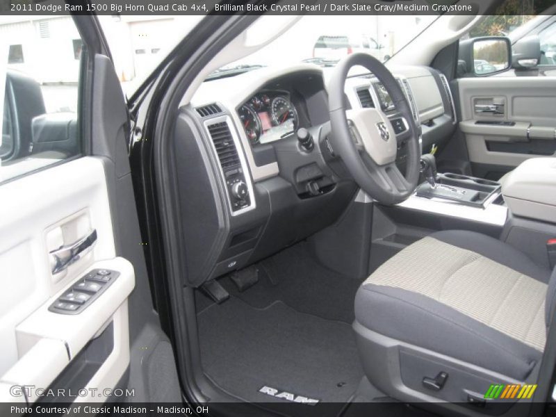 Brilliant Black Crystal Pearl / Dark Slate Gray/Medium Graystone 2011 Dodge Ram 1500 Big Horn Quad Cab 4x4