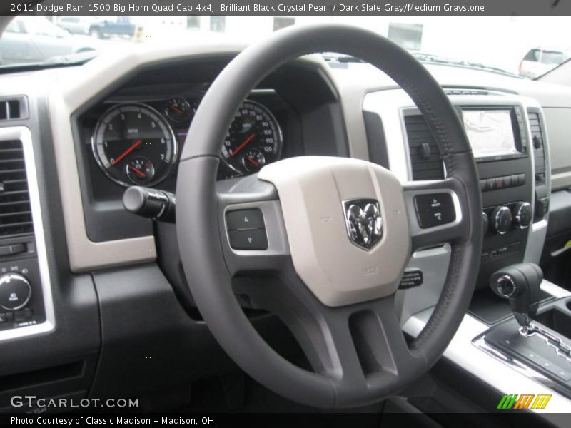 Brilliant Black Crystal Pearl / Dark Slate Gray/Medium Graystone 2011 Dodge Ram 1500 Big Horn Quad Cab 4x4
