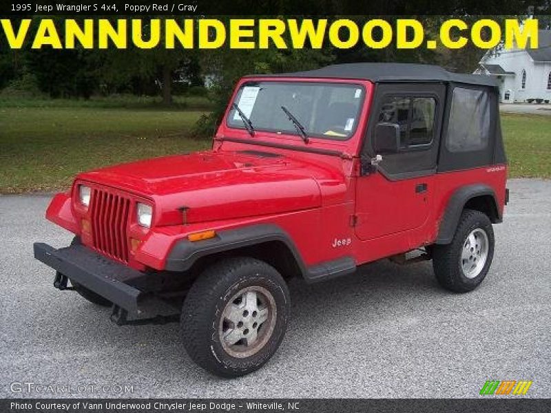 Poppy Red / Gray 1995 Jeep Wrangler S 4x4