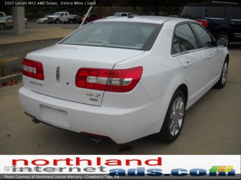 Oxford White / Sand 2007 Lincoln MKZ AWD Sedan