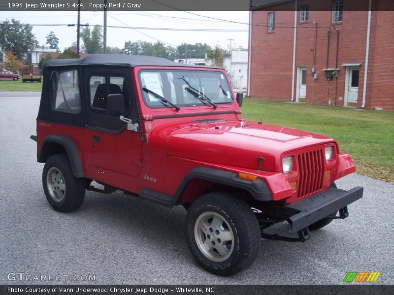 Poppy Red / Gray 1995 Jeep Wrangler S 4x4