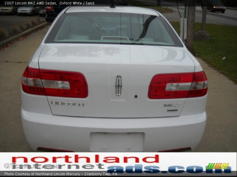 Oxford White / Sand 2007 Lincoln MKZ AWD Sedan