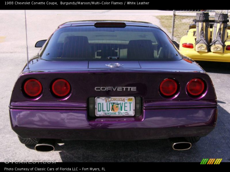 Burgundy/Maroon/Multi-Color Flames / White Leather 1988 Chevrolet Corvette Coupe