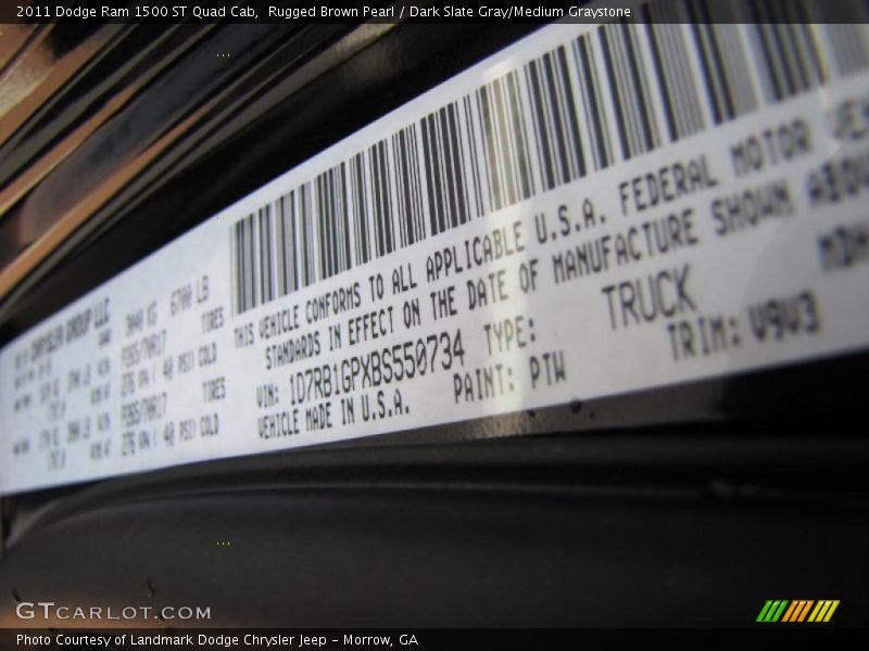 Rugged Brown Pearl / Dark Slate Gray/Medium Graystone 2011 Dodge Ram 1500 ST Quad Cab