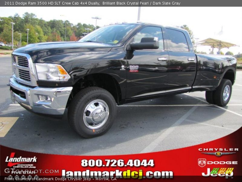 Brilliant Black Crystal Pearl / Dark Slate Gray 2011 Dodge Ram 3500 HD SLT Crew Cab 4x4 Dually