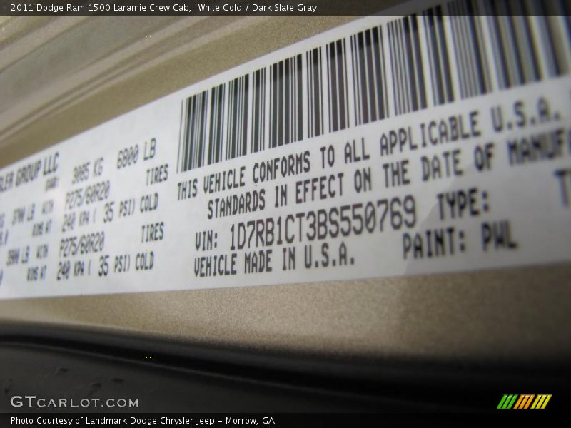 White Gold / Dark Slate Gray 2011 Dodge Ram 1500 Laramie Crew Cab