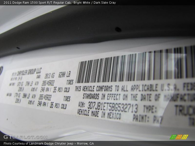 Bright White / Dark Slate Gray 2011 Dodge Ram 1500 Sport R/T Regular Cab