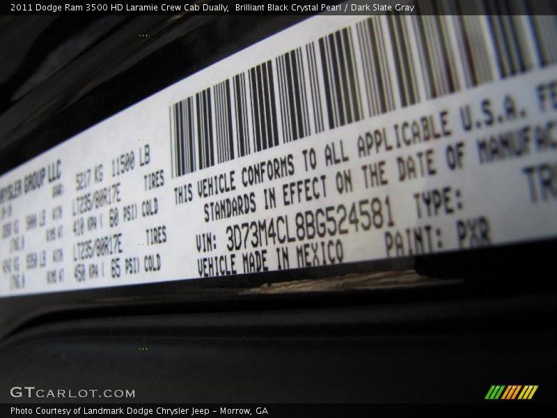 Brilliant Black Crystal Pearl / Dark Slate Gray 2011 Dodge Ram 3500 HD Laramie Crew Cab Dually
