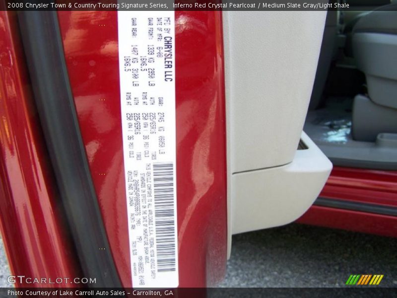 Inferno Red Crystal Pearlcoat / Medium Slate Gray/Light Shale 2008 Chrysler Town & Country Touring Signature Series