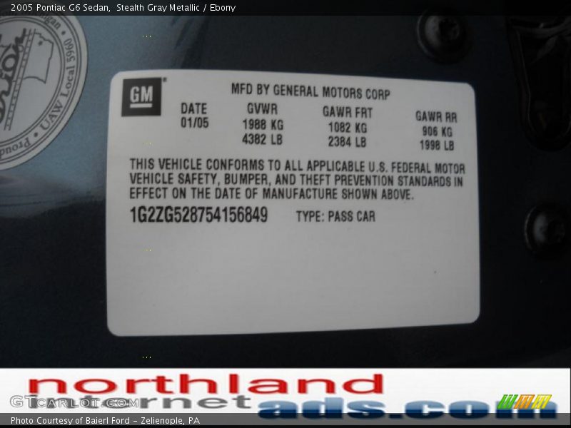Stealth Gray Metallic / Ebony 2005 Pontiac G6 Sedan