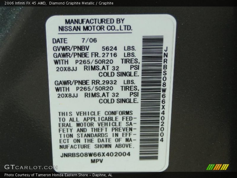 Diamond Graphite Metallic / Graphite 2006 Infiniti FX 45 AWD