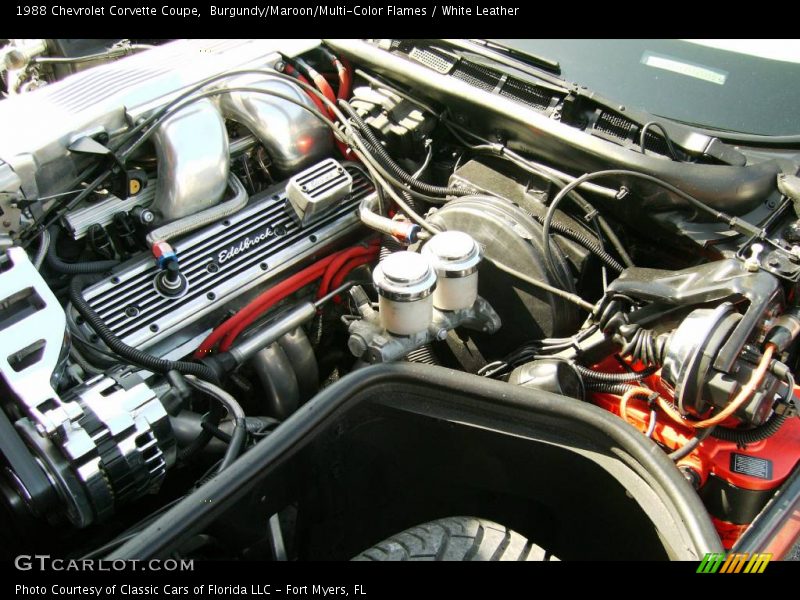 Burgundy/Maroon/Multi-Color Flames / White Leather 1988 Chevrolet Corvette Coupe