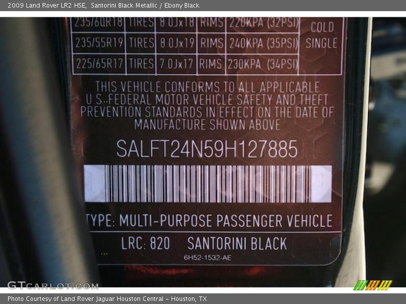 Info Tag of 2009 LR2 HSE