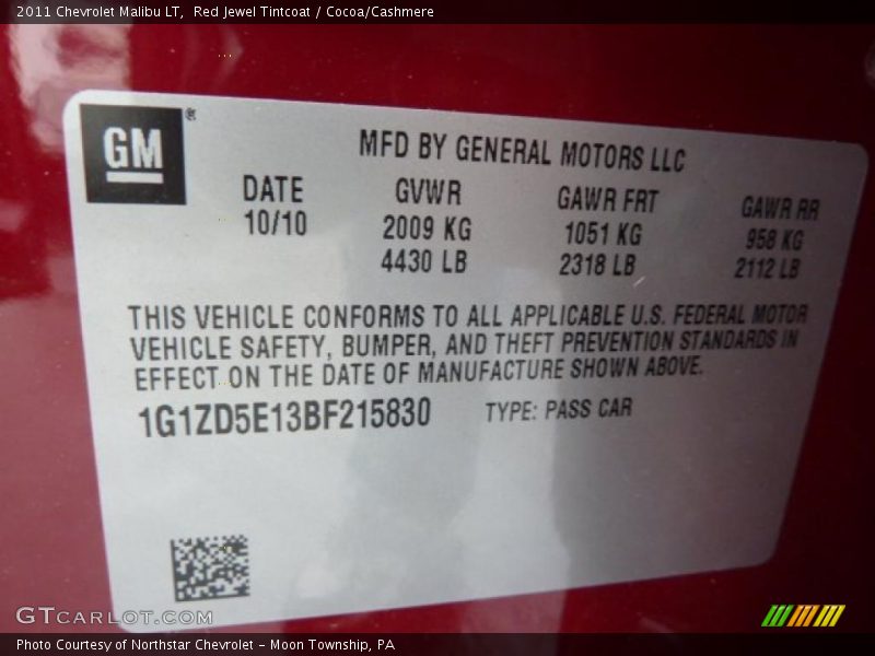 Red Jewel Tintcoat / Cocoa/Cashmere 2011 Chevrolet Malibu LT
