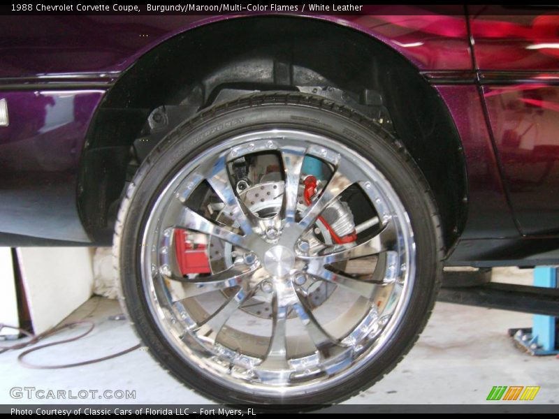 Burgundy/Maroon/Multi-Color Flames / White Leather 1988 Chevrolet Corvette Coupe