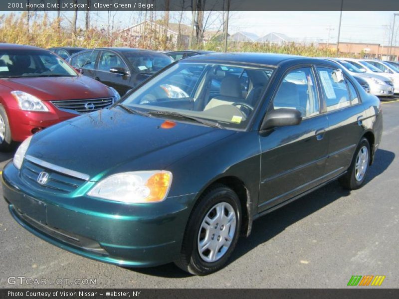 Clover Green / Beige 2001 Honda Civic LX Sedan