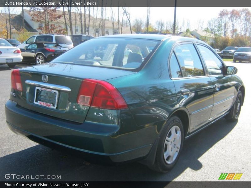 Clover Green / Beige 2001 Honda Civic LX Sedan