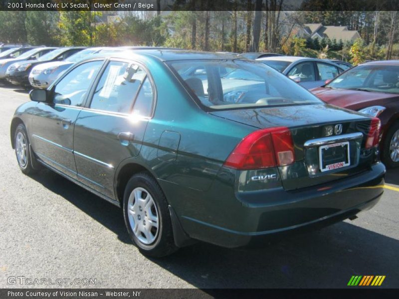 Clover Green / Beige 2001 Honda Civic LX Sedan