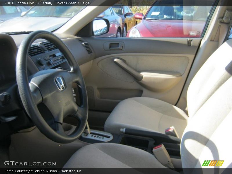 Clover Green / Beige 2001 Honda Civic LX Sedan