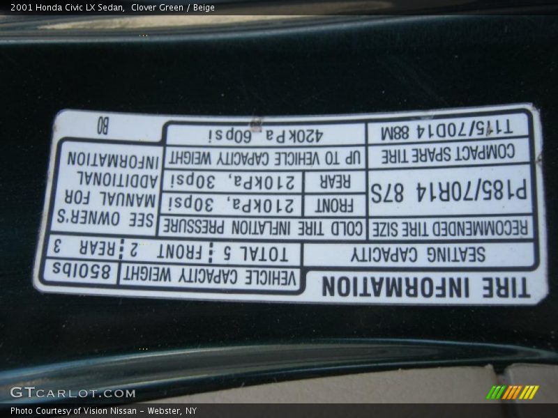 Clover Green / Beige 2001 Honda Civic LX Sedan