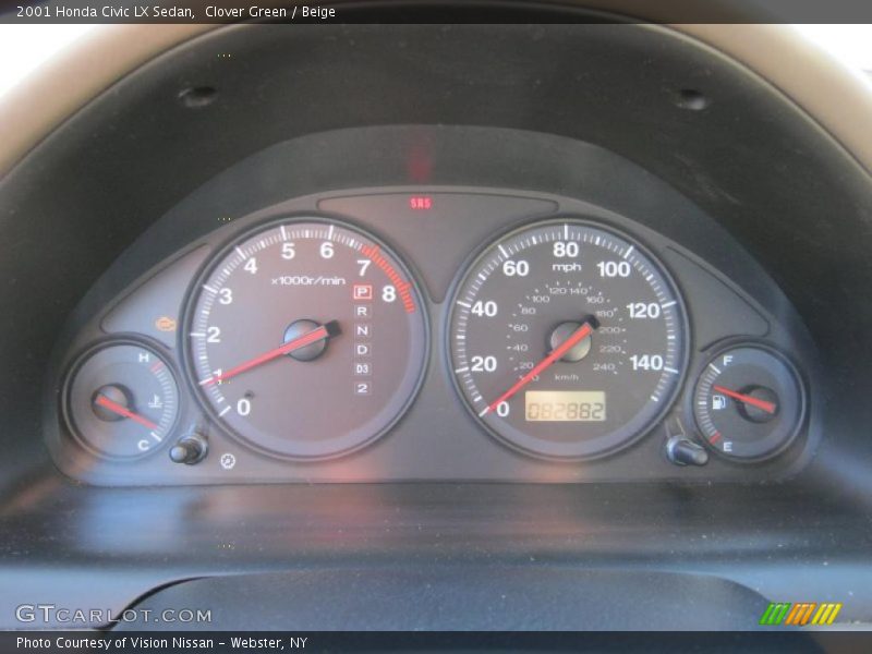 Clover Green / Beige 2001 Honda Civic LX Sedan
