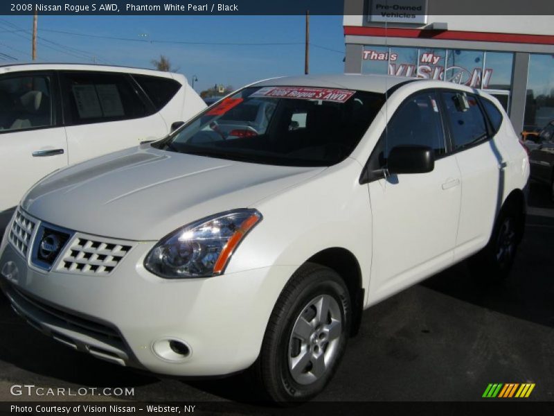 Phantom White Pearl / Black 2008 Nissan Rogue S AWD