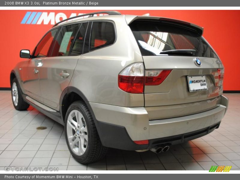 Platinum Bronze Metallic / Beige 2008 BMW X3 3.0si
