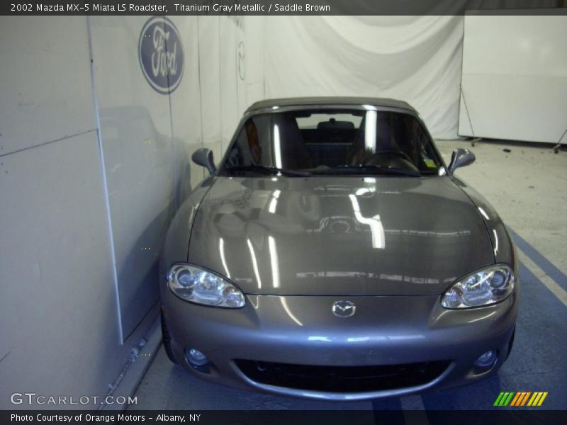 Titanium Gray Metallic / Saddle Brown 2002 Mazda MX-5 Miata LS Roadster