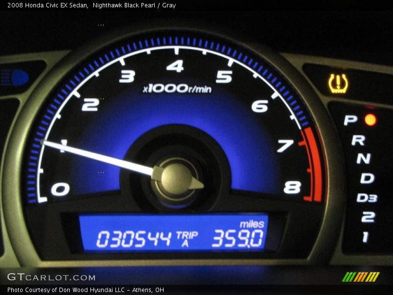 Nighthawk Black Pearl / Gray 2008 Honda Civic EX Sedan