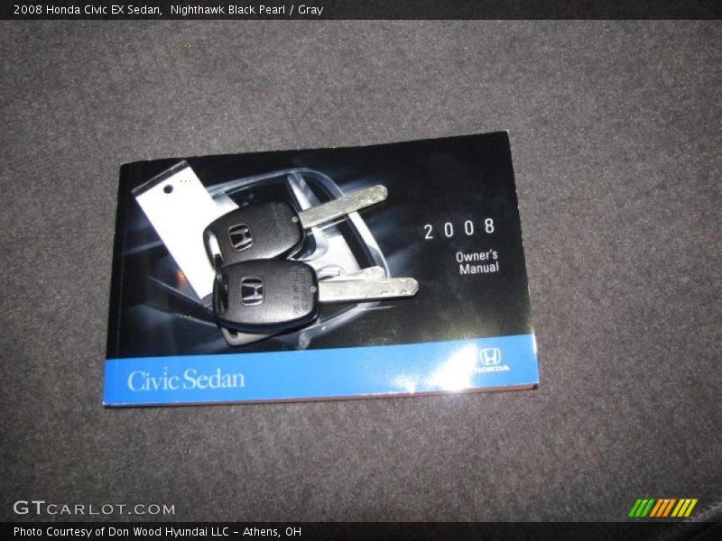 Nighthawk Black Pearl / Gray 2008 Honda Civic EX Sedan